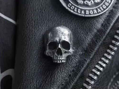 Skull biker rocker pin - rocker,