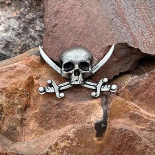 Skull biker rocker pin - skull, badge
