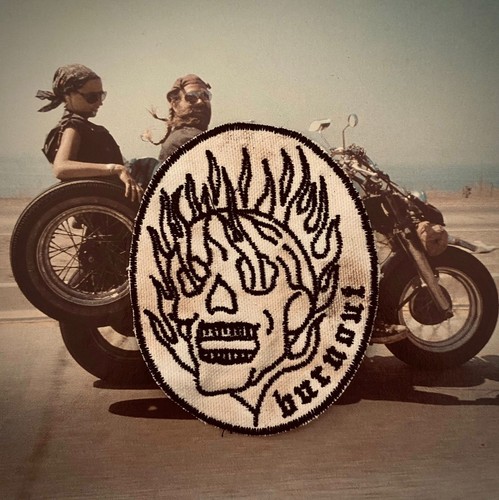 Vintage fire skull biker - vintage,