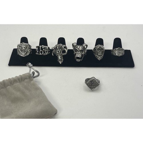 7pc biker ring - ring, silver