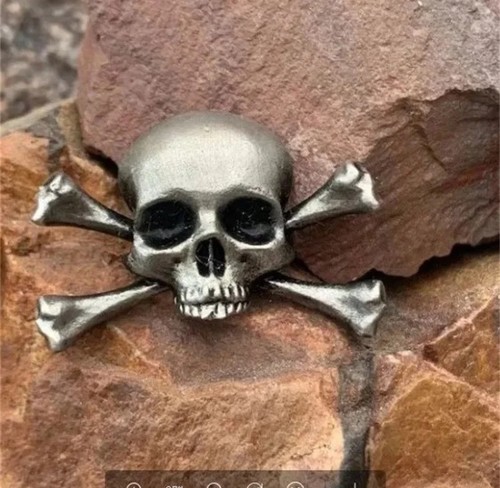 Skull biker rocker pin badge - skull,