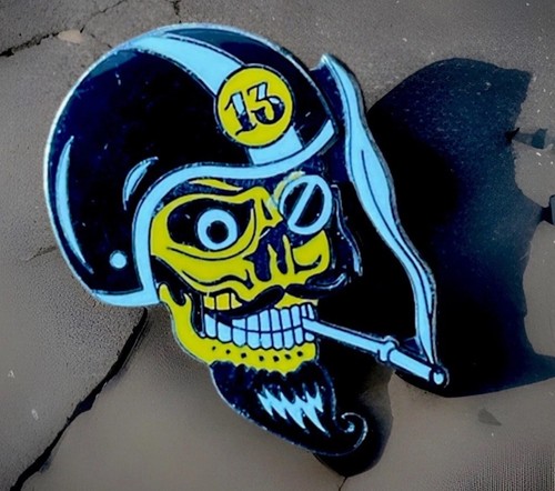 Hell rider skull biker pin - hell,